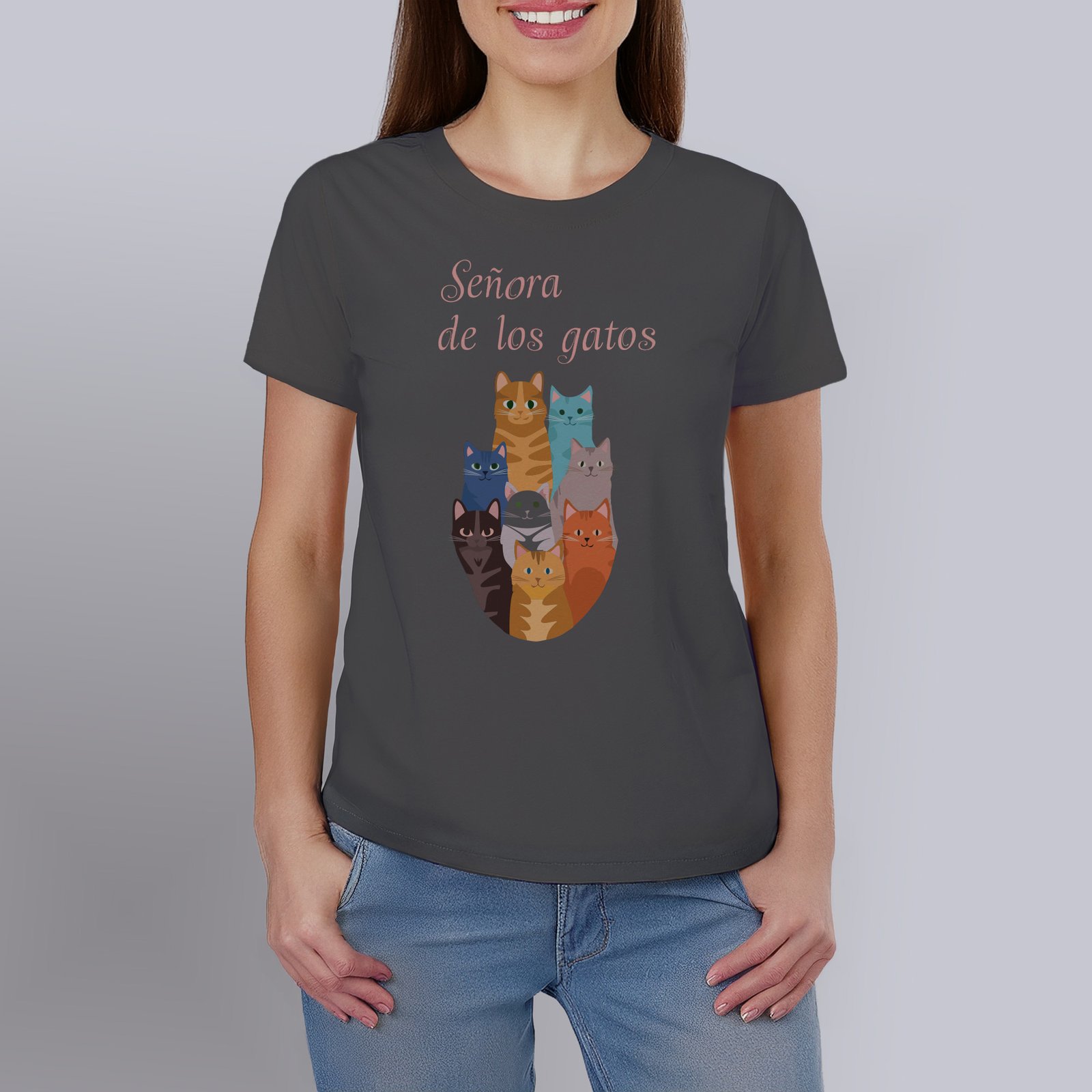 Polera estampada Gatos 100% Algodón Orgánico Mujer