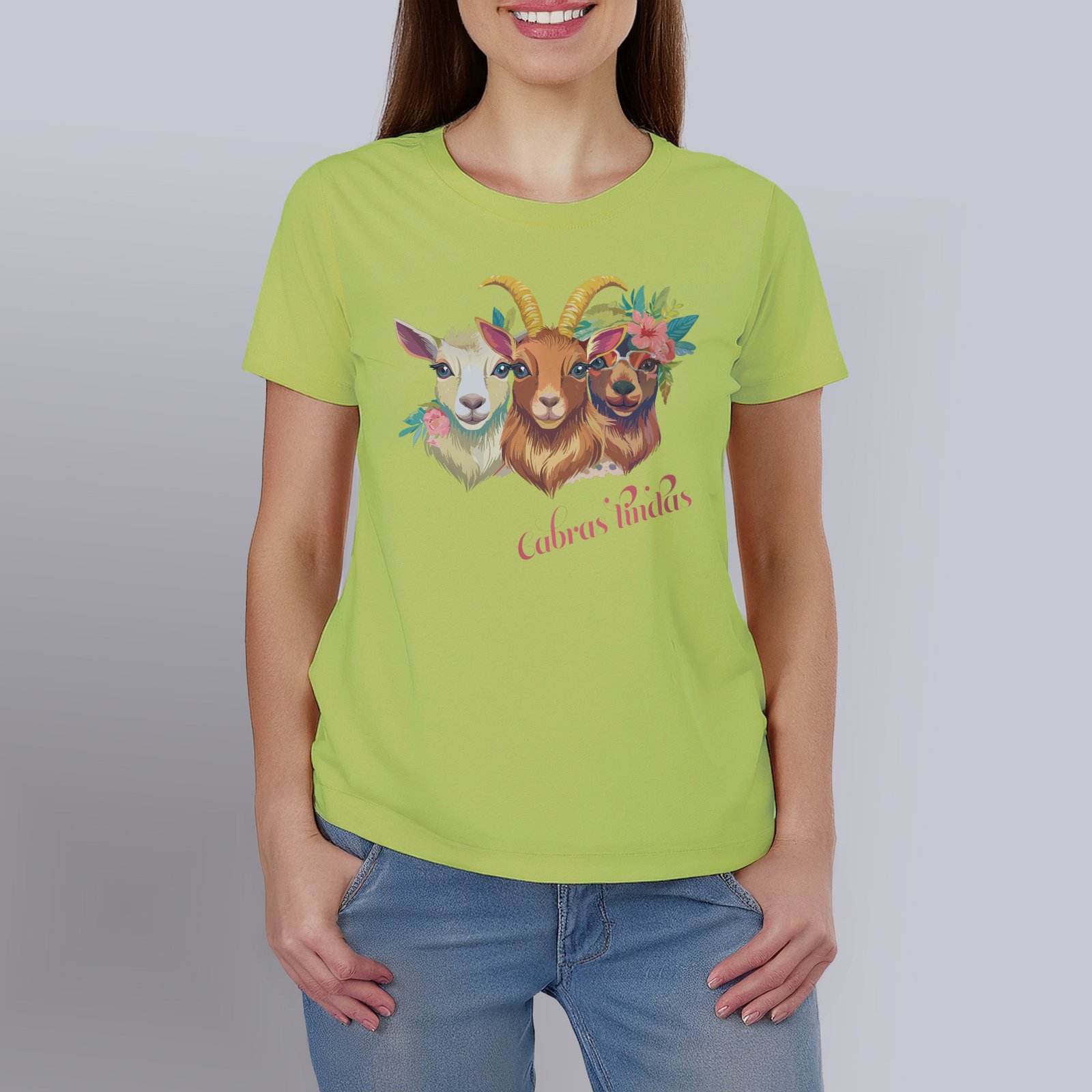 Polera Estampada Cabras lindas 100% Algodón Orgánico Mujer - Imagen 3