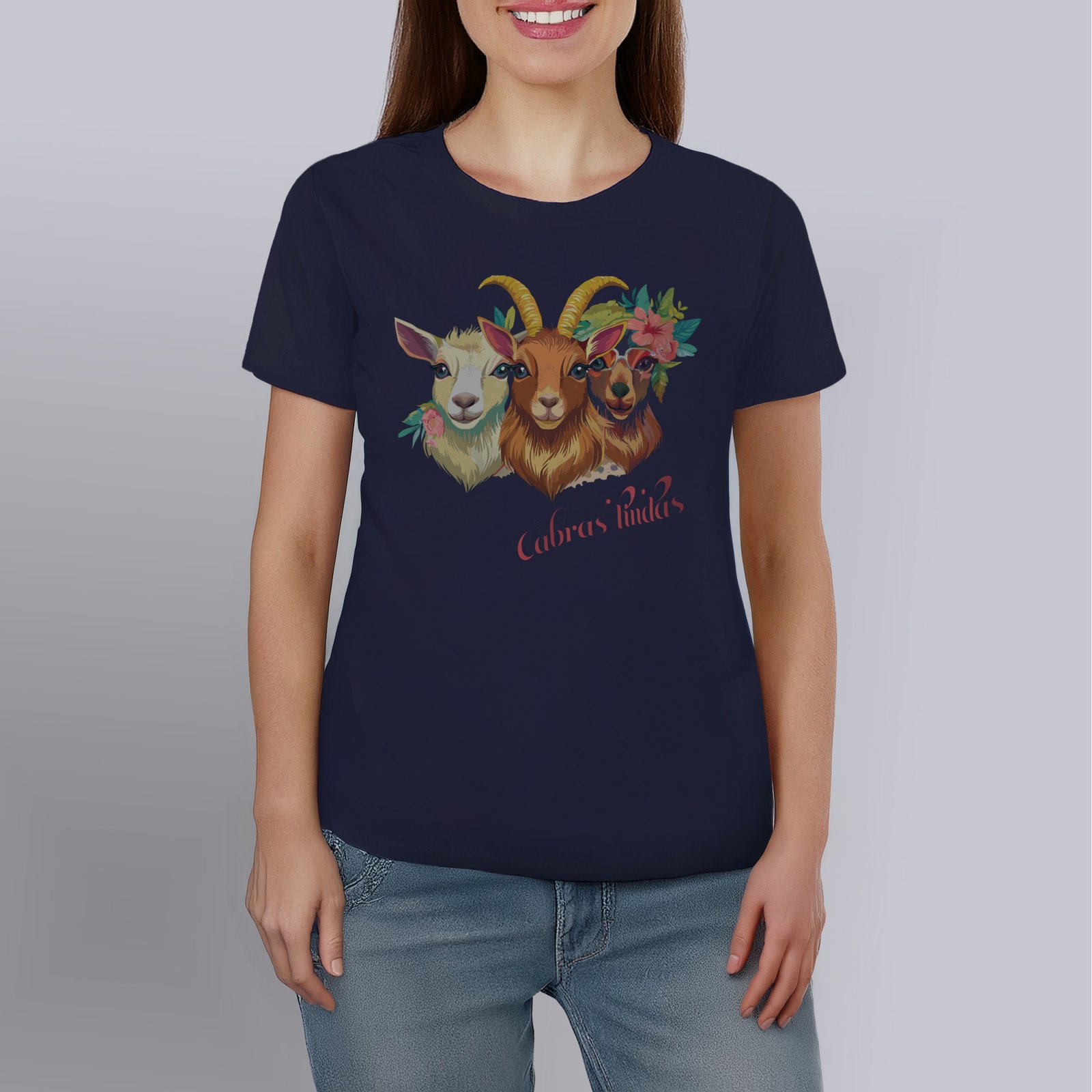 Polera Estampada Cabras lindas 100% Algodón Orgánico Mujer - Imagen 5